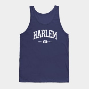 Harlem NY Arch Distressed, White Retro Print Tank Top